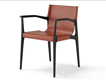 Chaise en cuir tanné et bois Tessa AMURA Chaise en cuir tanné et bois Tessa AMURA usine AMURA de l'Italie