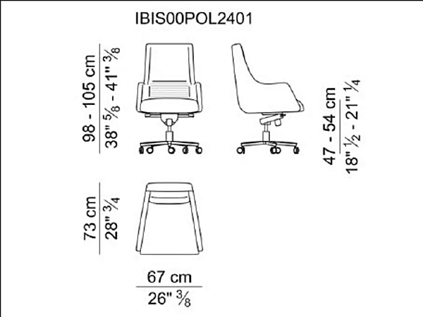 Chaise de direction pivotante en cuir avec roulettes IBIS I 4 Mariani usine i 4 Mariani de l'Italie. Foto №4