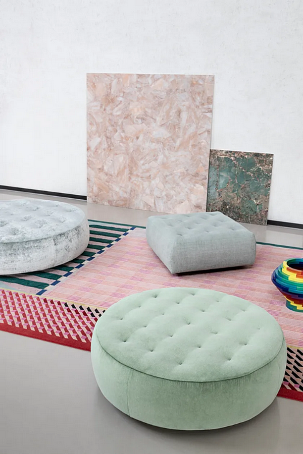 Pouf rond en tissu avec roulettes Cookie Saba usine SABA de l'Italie. Foto №2