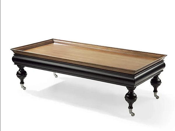 Table basse rectangulaire en bois massif avec roulettes MARIONI THOR 02071 usine MARIONI de l'Italie. Foto №1