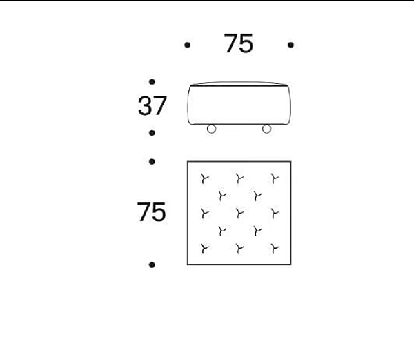 Pouf en tissu carré avec housse amovible et roulettes Saba Cookie usine SABA de l'Italie. Foto №4