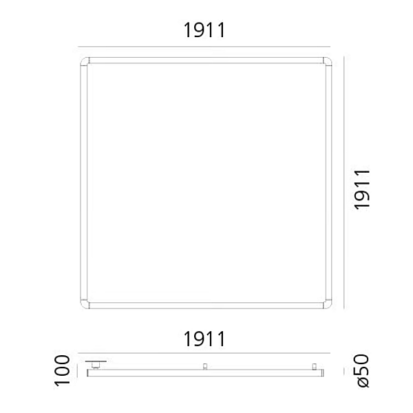 Lampe de plafond semi-encastrée rectangulaire en matériau de qualité Artemide Alphabet of Light 1430130A, 1430110A, 1430120A usine Artemide de l'Italie. Foto №5