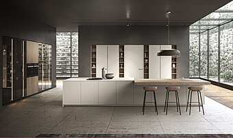 Cuisine équipée avec îlot en bois ASTER CUCINE ATELIER