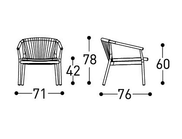 Fauteuil de jardin empilable en aluminium revêtu de poudre avec accoudoirs VARASCHIN Smart 247L, 247LS, 247LH usine VARASCHIN de l'Italie. Foto №13