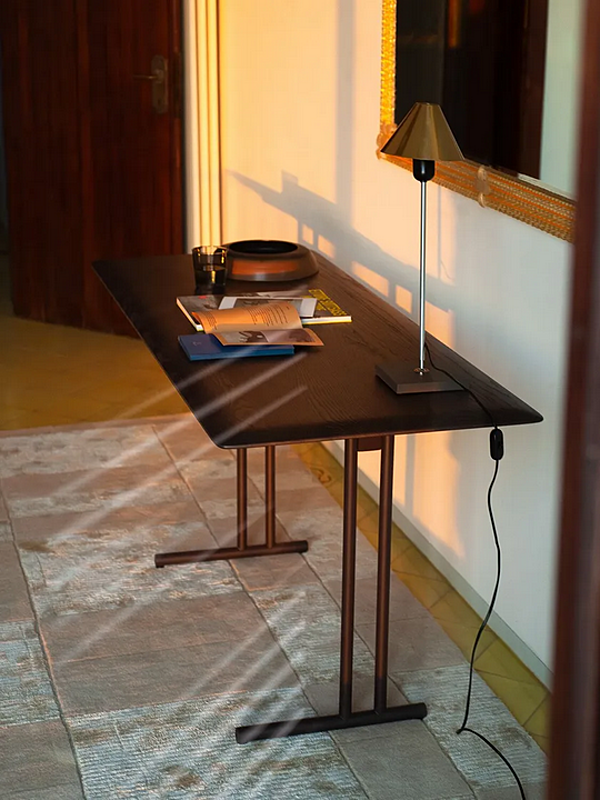 Bureau secrétaire en bois de frêne et métal Potocco Graphic 955 SCR 955/SCR usine POTOCCO de l'Italie. Foto №3