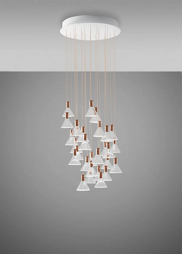 Suspension en verre borosilicate LED multispot Fabbian Polair usine Fabbian de l'Italie. Foto №5