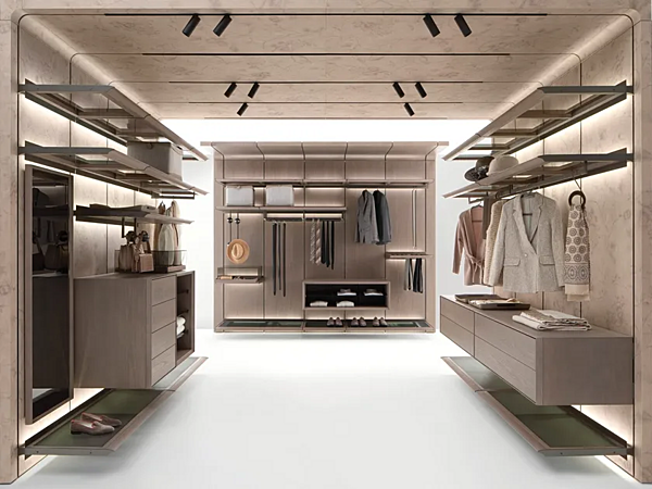 Garde-robe sectionnelle en frêne avec éclairage intégré GIORGETTI REIWA usine GIORGETTI de l'Italie. Foto №1