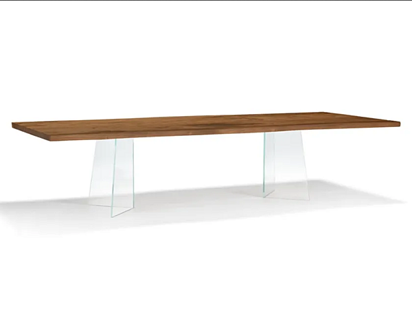 Table rectangulaire en bois massif Vero Compact V avec verre ARTE BROTTO L640, V-GLASS usine Arte Brotto de l'Italie. Foto №1