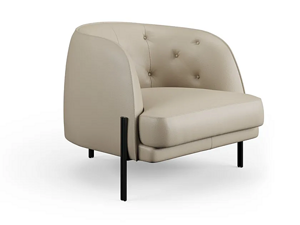 Fauteuil en cuir capitonné avec accoudoirs Liu Jo Living Collection Caillou CLC usine Liu Jo Living Collection de l'Italie. Foto №2