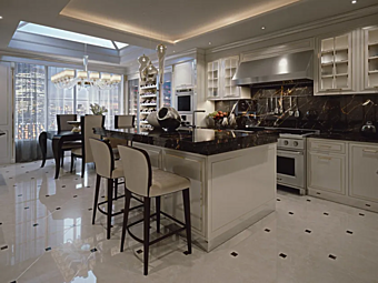 Cuisine en bois sur mesure avec îlot Essenza Londra Martini Interiors