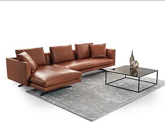Canapé d'angle en cuir avec repose-pieds GYFORM LIGHT