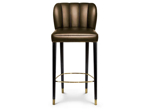 Tabouret en cuir rembourré avec dossier BRABBU DALYAN usine BRABBU de l'Italie. Foto №2