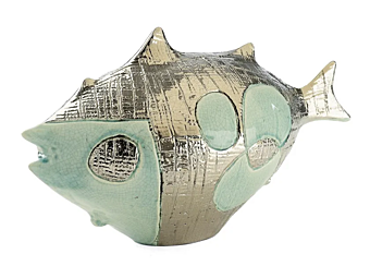 Sculpture en céramique poisson long MARIONI POP 00104 usine MARIONI de l'Italie