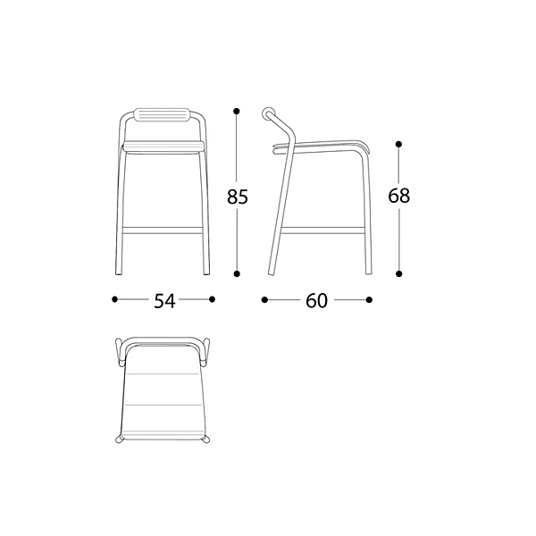 Tabouret de jardin haut empilable en aluminium Noss VARASCHIN 24550/B, 24551/B, 24552/B, 24553/B usine VARASCHIN de l'Italie. Foto №14