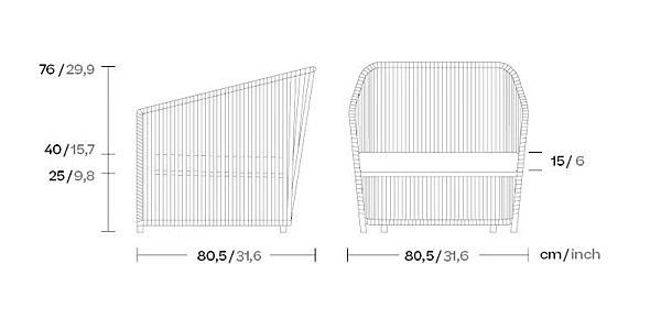 Fauteuil de jardin rembourré en tissu avec accoudoirs KETTAL Bitta Lounge #7020045001 usine KETTAL de l'Italie. Foto №7