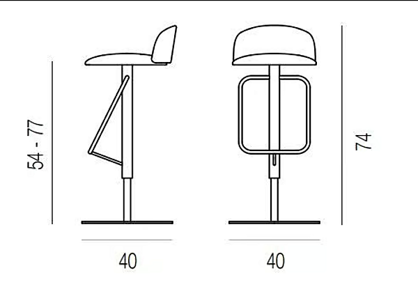 Tabouret réglable en hauteur avec dossier en tissu BROSS COSMO 2115 usine BROSS de l'Italie. Foto №3