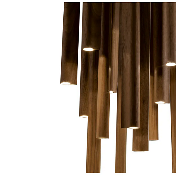 Suspension LED en noyer avec motif de feuille GIORGETTI usine GIORGETTI de l'Italie. Foto №4