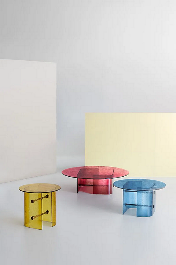 Table basse ronde en verre double L glaze 952 Potocco 952/TVHC-70 usine POTOCCO de l'Italie. Foto №2