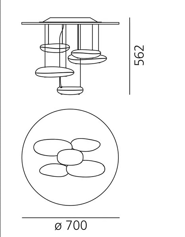 Lampe de plafond en aluminium et ABS Mercury Artemide 1476W10A, 1476110A usine Artemide de l'Italie. Foto №2