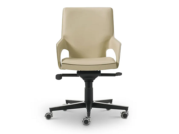Chaise de bureau pivotante en cuir tanné avec roulettes i 4 Mariani SHU usine i 4 Mariani de l'Italie. Foto №2