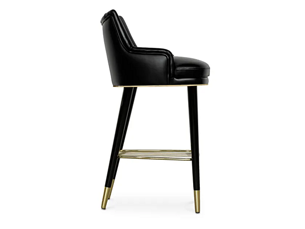 Tabouret en cuir rembourré avec dossier prune BRABBU usine BRABBU de l'Italie. Foto №3