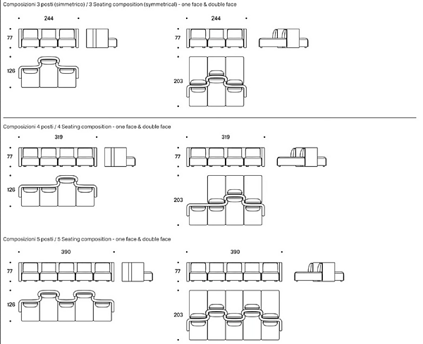 Canapé modulaire en tissu Gala Saba usine SABA de l'Italie. Foto №20
