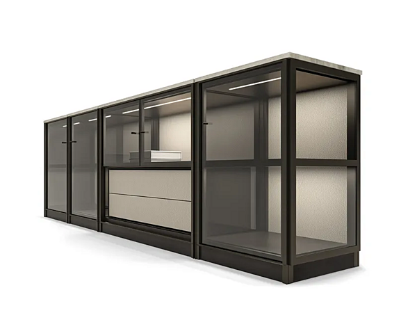 Buffet modulable en bois avec éclairage intégré GIORGETTI DOMUS usine GIORGETTI de l'Italie. Foto №2