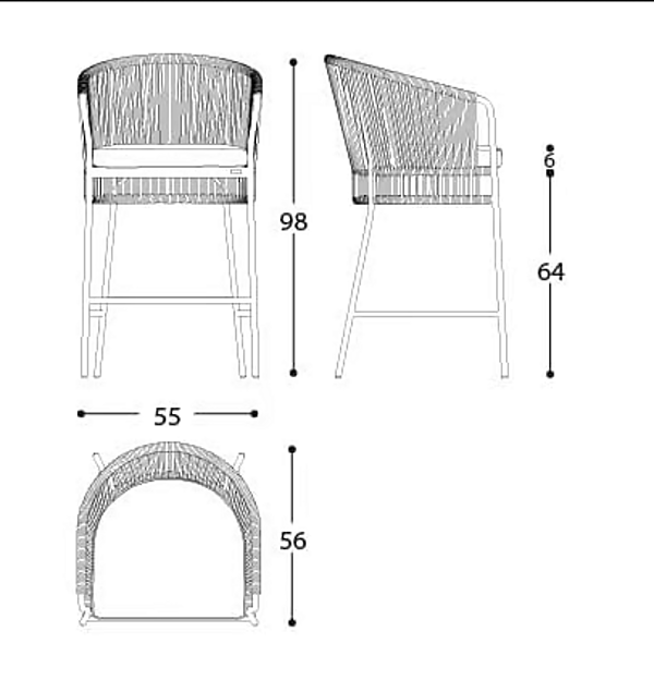 Tabouret de jardin en aluminium revêtu de poudre VARASCHIN Tibidabo 1423, 1424 usine VARASCHIN de l'Italie. Foto №7