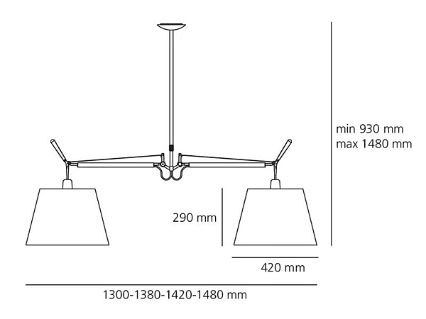 Lampe suspendue pivotante dimmable en aluminium Artemide Tolomeo Basculante Due Bracci 0630010A usine Artemide de l'Italie. Foto №4