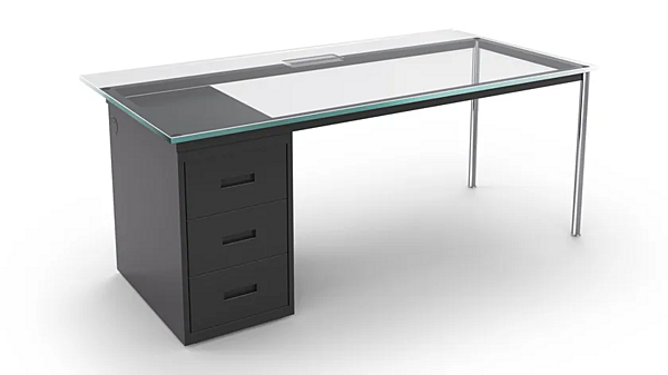 Bureau d'écriture en verre avec tiroirs CASSINA 10 La Semaine à Paris usine CASSINA de l'Italie. Foto №2