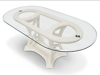 Table basse ovale en bois et verre collection Montecarlo MARZORATI Table basse ovale en bois et verre collection Montecarlo MARZORATI usine MARZORATI de l'Italie