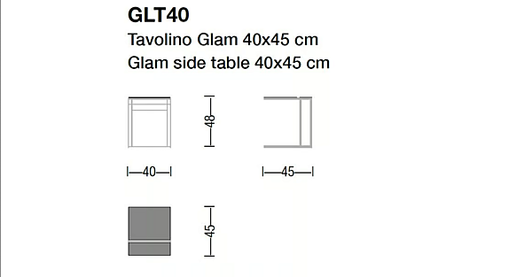 Table d'appoint carrée en verre Art Nova Glam GLT40 usine Art Nova de l'Italie. Foto №3