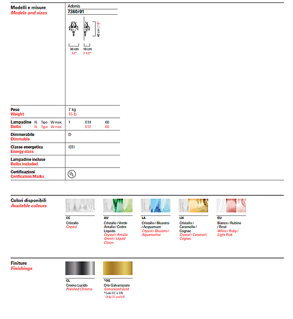 Bras Barovier&Toso Adonis 7360/01 usine Barovier&Toso de l'Italie. Foto №3