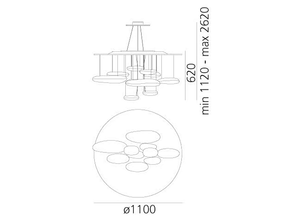 Suspension en aluminium et ABS Mercury Artemide 1367W10A, 1367110A usine Artemide de l'Italie. Foto №3