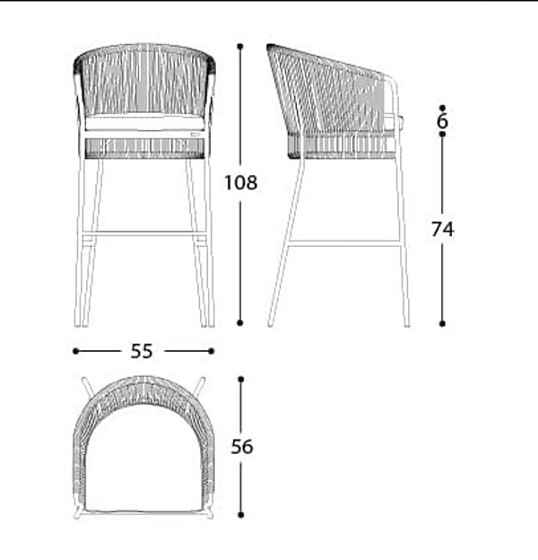 Tabouret de jardin en aluminium revêtu de poudre VARASCHIN Tibidabo 1423, 1424 usine VARASCHIN de l'Italie. Foto №6