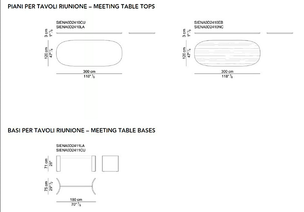 Table de réunion ovale en bois Siena I 4 Mariani usine i 4 Mariani de l'Italie. Foto №3