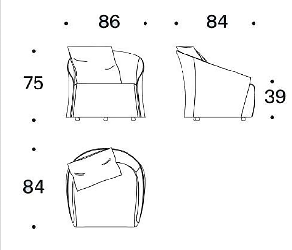 Fauteuil en tissu avec housse amovible et accoudoirs Saba Bustier usine SABA de l'Italie. Foto №6
