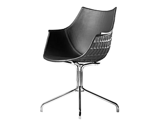 Chaise en polycarbonate et cuir avec accoudoirs Meridiana Driade Chaise en polycarbonate et cuir avec accoudoirs Meridiana Driade usine Driade de l'Italie