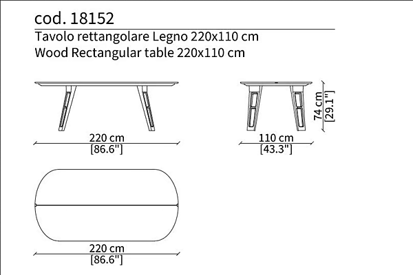 Table ovale en placage bois Axel Frigerio usine Frigerio de l'Italie. Foto №7