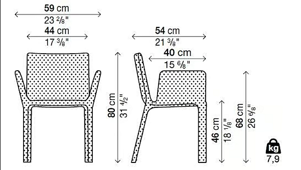 Chaise rembourrée en tissu avec accoudoirs Kristalia Joko usine Kristalia de l'Italie. Foto №5