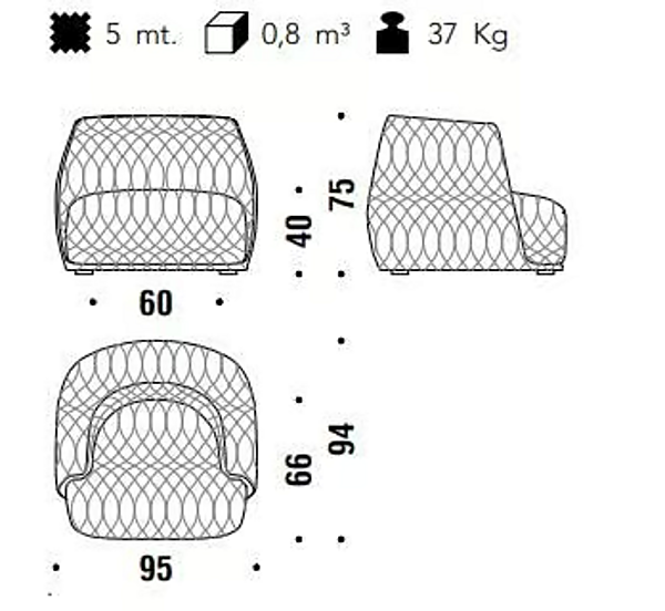 Fauteuil en tissu avec accoudoirs Moroso Redondo usine Moroso de l'Italie. Foto №11
