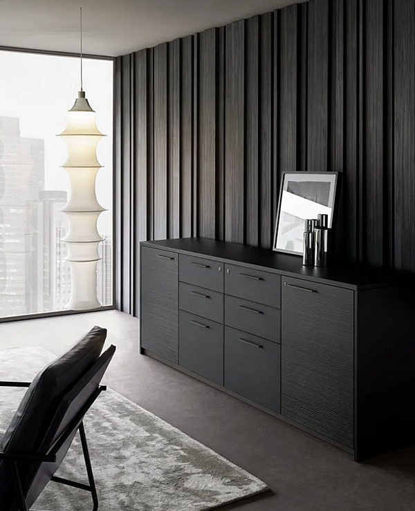 Unité de rangement en bois pour bureau avec plateau réglable en hauteur INCA i 4 Mariani usine i 4 Mariani de l'Italie. Foto №4