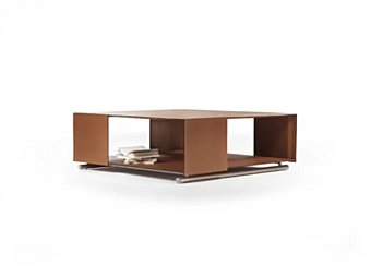 Table basse en métal et cuir avec espace de rangement FLEXFORM Groundpiece usine FLEXFORM de l'Italie