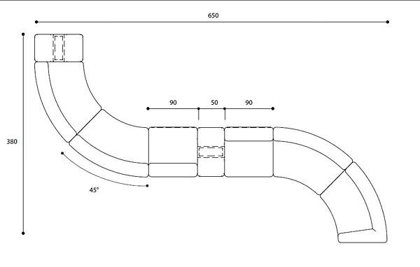 Canapé de jardin modulaire incurvé en tissu avec ceinture VARASCHIN Circle Belt 221 usine VARASCHIN de l'Italie. Foto №13