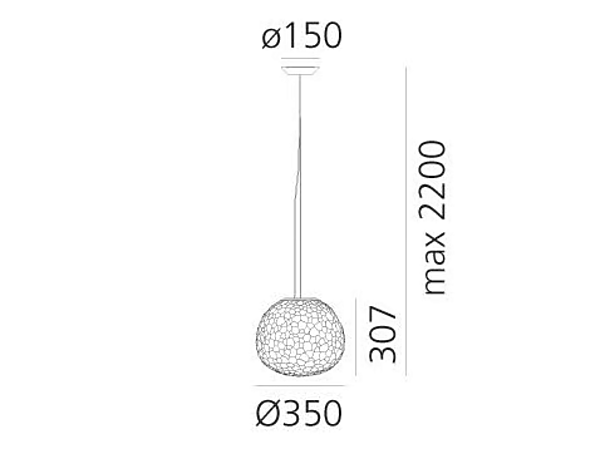 Suspension en verre soufflé Artemide Meteorite 1710110A, 1702010A, 1701310A usine Artemide de l'Italie. Foto №6