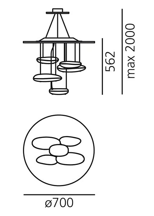 Suspension en aluminium et ABS Mercury Artemide 1479010A, 1477W10A, 1477110A usine Artemide de l'Italie. Foto №2