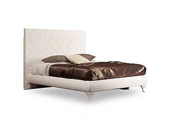 Lit double en cuir avec tête de lit rembourrée Bizzotto Italia Diamond