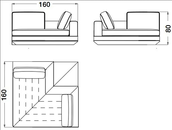 Canapé d'angle en tissu et cuir Dragonfly CPRN HOMOOD D653 + D654 + D655 + D657 + D659 usine CPRN HOMOOD de l'Italie. Foto №5