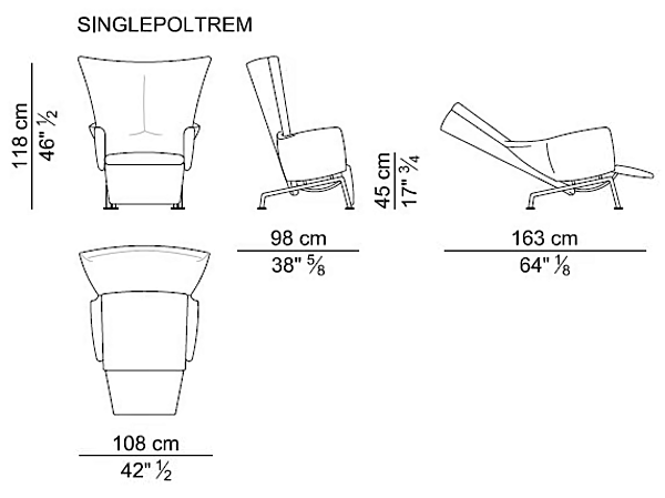 Fauteuil inclinable avec repose-pieds en tissu I 4 Mariani usine i 4 Mariani de l'Italie. Foto №2