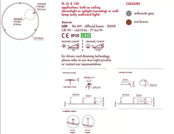 Lampe de plafond LED en aluminium U-Light AXOLIGHT usine Axolight de l'Italie. Foto №4